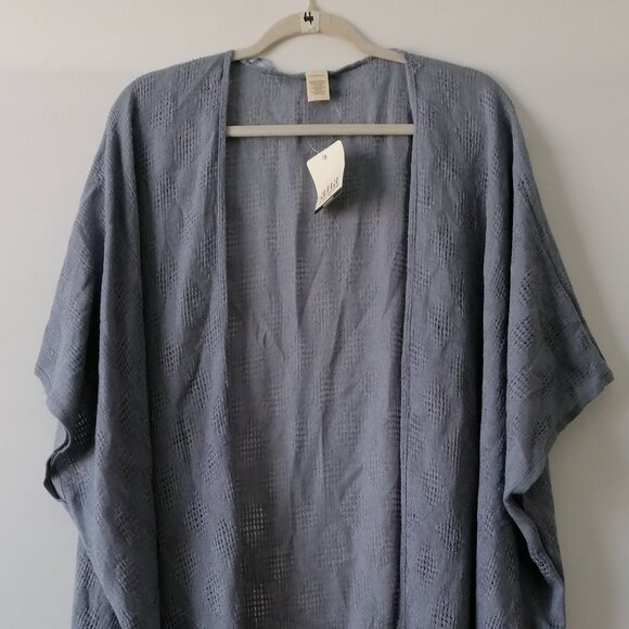 NWT A.N.A. A New Approach Womens Perfect Dusty Blue Tassel Cardigan One Size - Picture 2 of 6